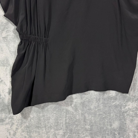 COS Boat Neck Ruched Side Black Silk Top Size 2 - Picture 4 of 14